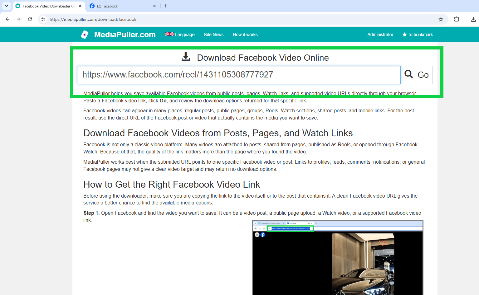 Copy Facebook video link