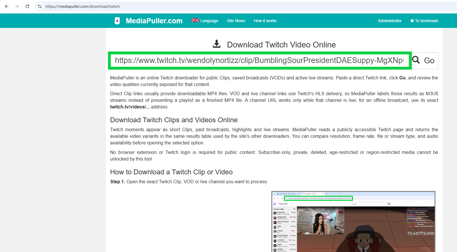 Copiez l'URL Twitch Copier le lien de la vidéo Twitch