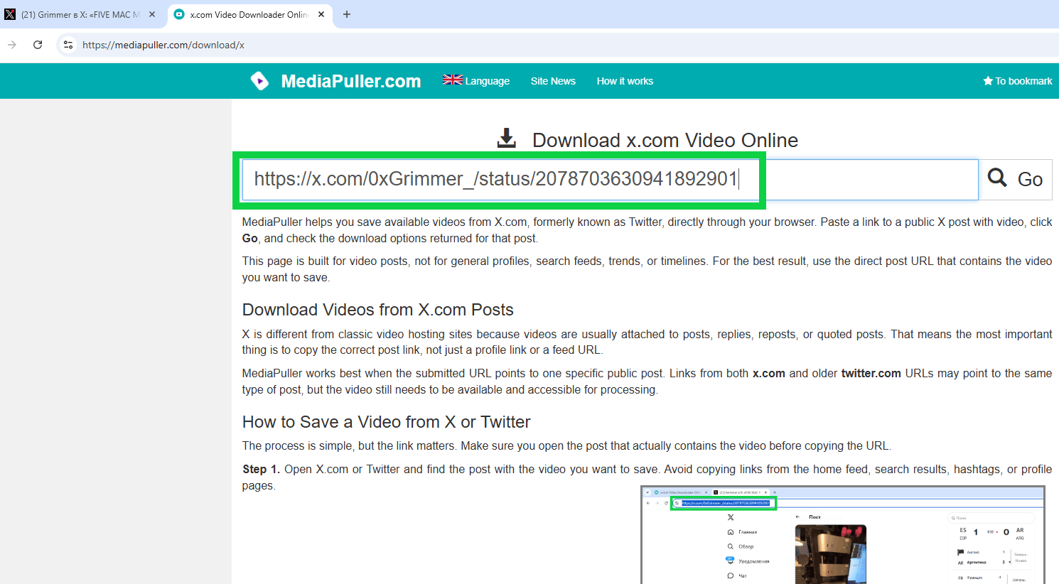 Copier le lien d'une publication vidéo X Copier le lien d'une publication vidéo X
